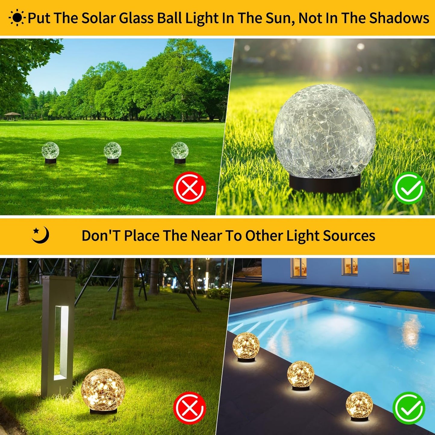 6 Pack Solar Globe Lights Outdoor Waterproof
