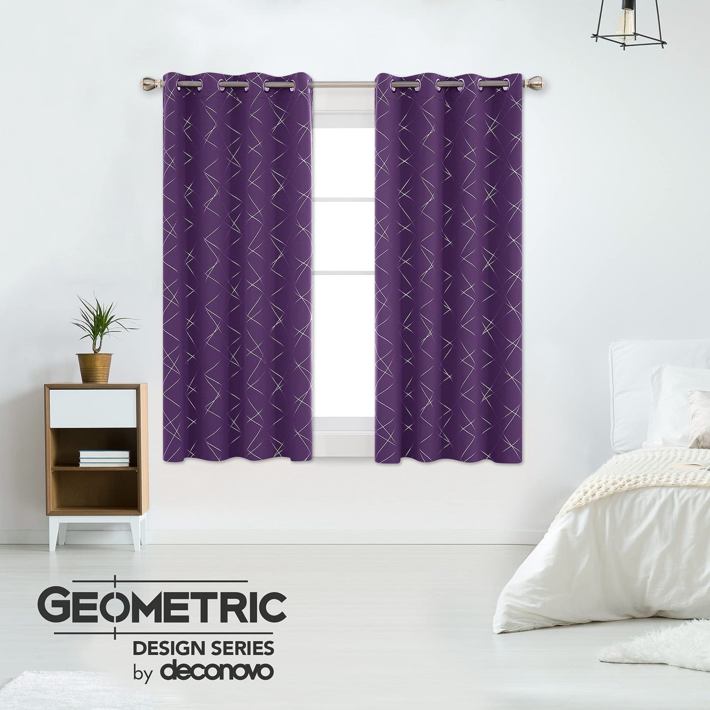 Geometric Blackout Curtains, Taupe, 52x108 Inch, 2 Panels