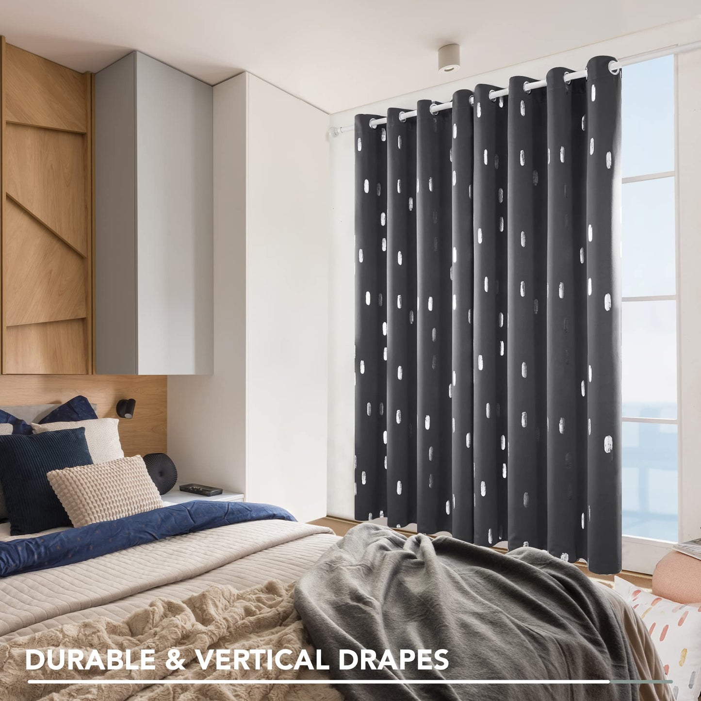 Geometric Blackout Curtains, Taupe, 52x108 Inch, 2 Panels
