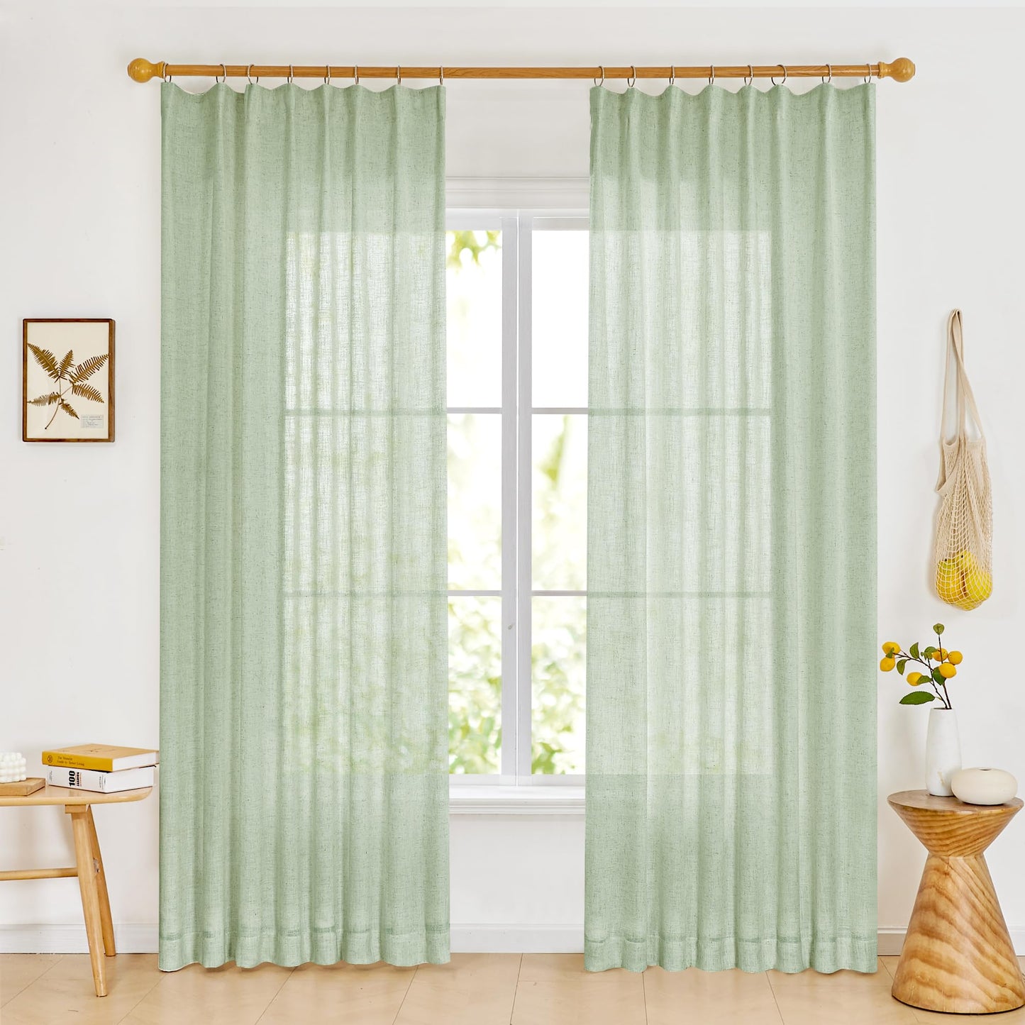 Light Filtering Linen Drapes, Back Tab & Rod Pocket