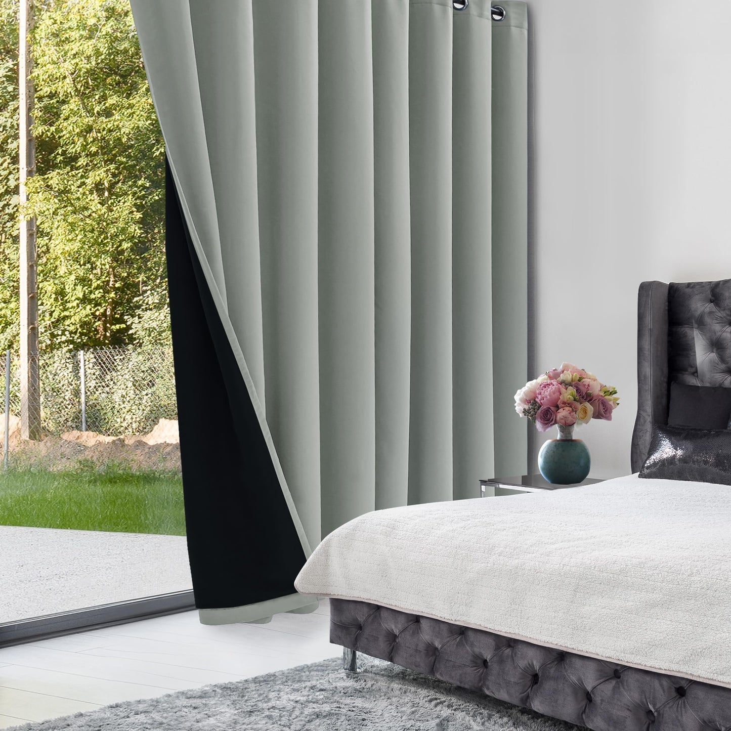 Double Layer Total Blackout Curtain, 1 Panel, White