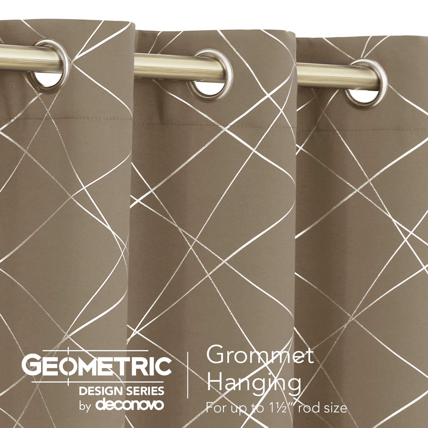 Geometric Blackout Curtains, Taupe, 52x108 Inch, 2 Panels