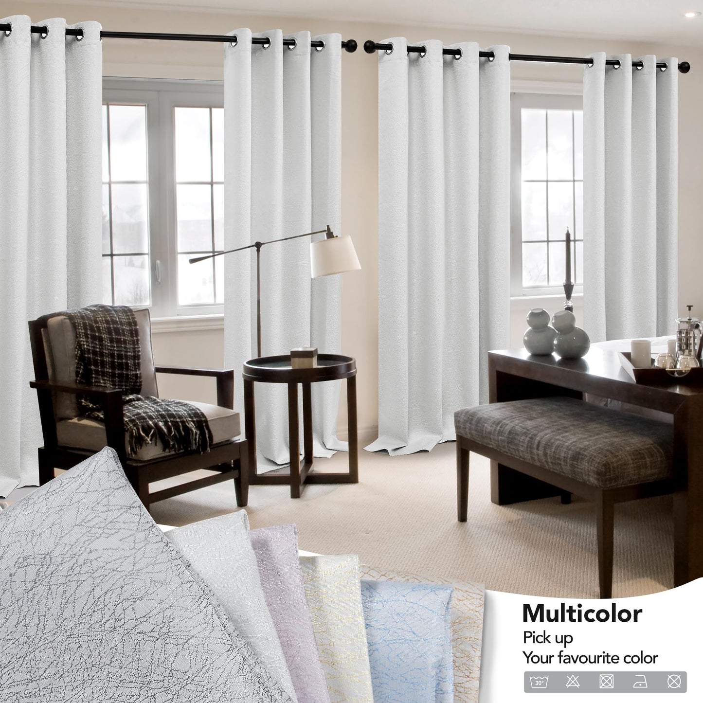 Pink Jacquard Blackout Curtains, 52x63 Inch