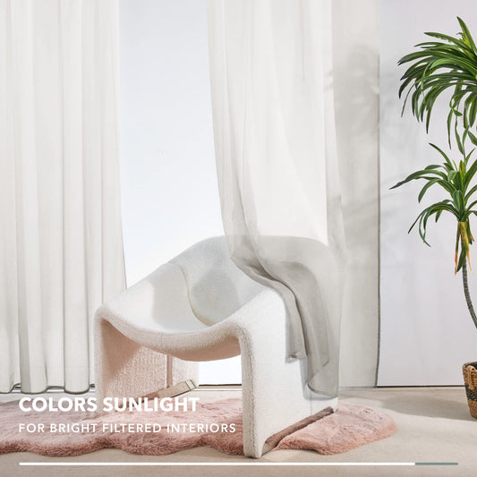 Ombre Sheer Voile Curtains, Rod Pocket, Light Grey