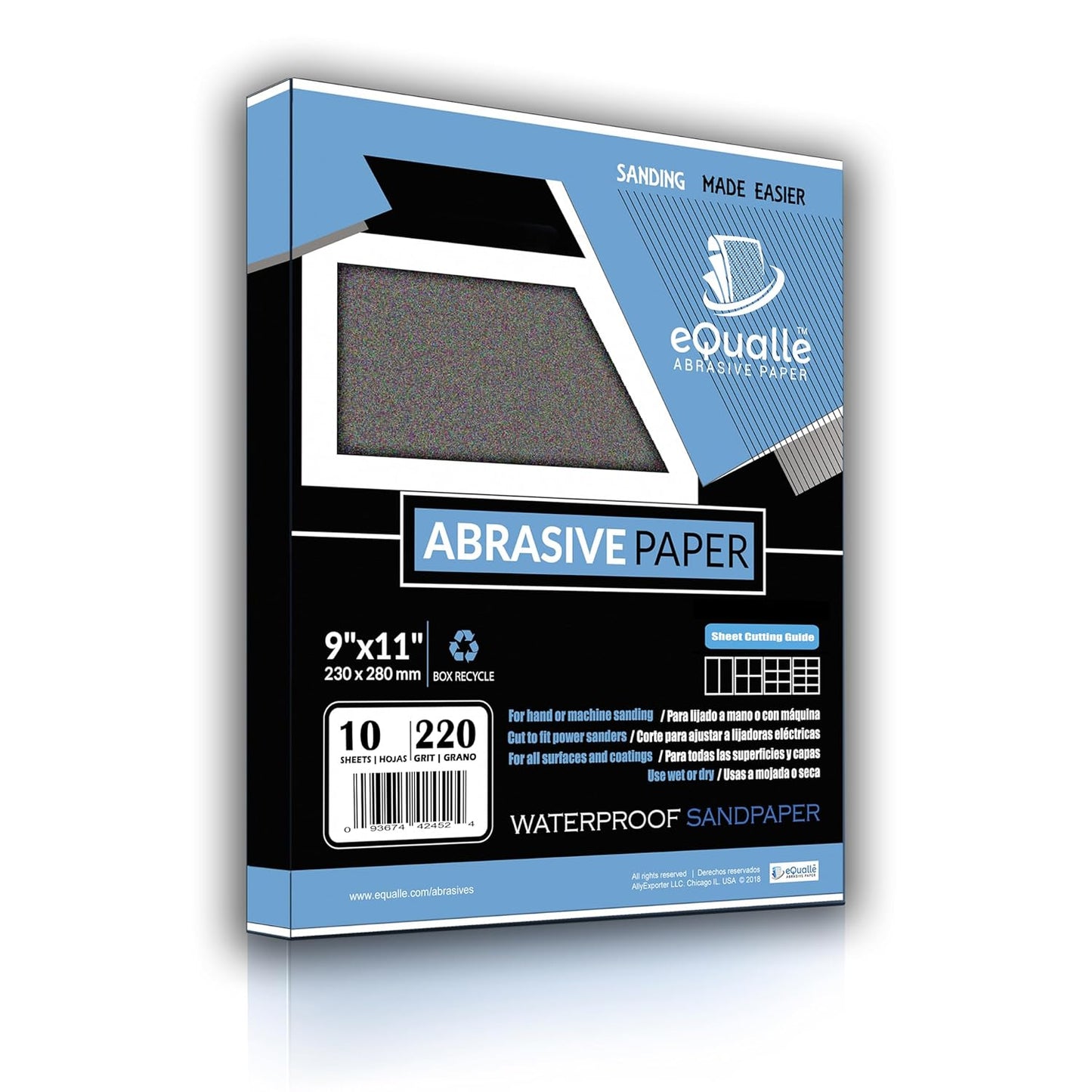 220 Grit Sandpaper Sheets – 10 Pack, 9x11 in, Wet or Dry Use