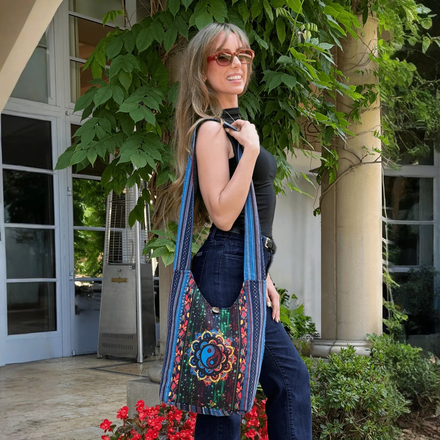 Kathmandu Collection Yin Yang Print Hobo Bag
