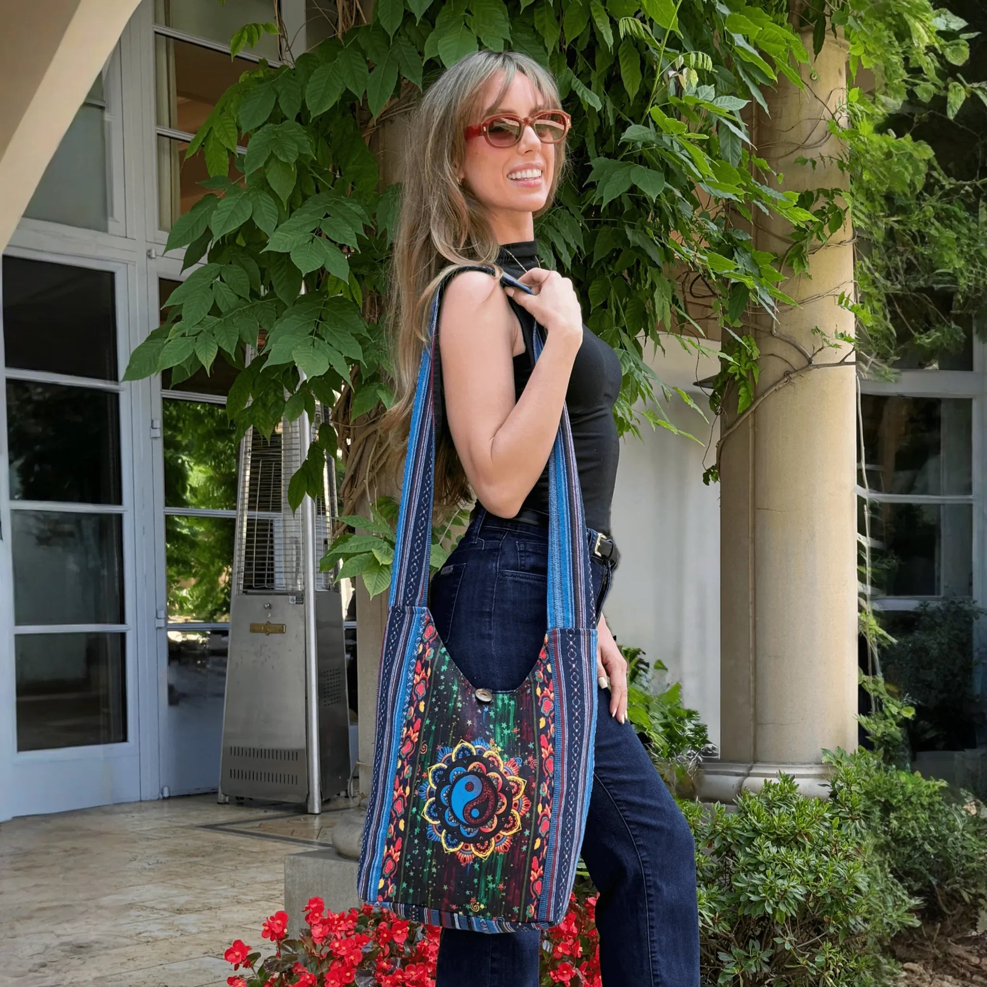 Kathmandu Collection Yin Yang Print Hobo Bag