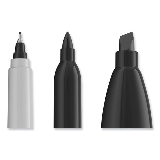 Sharpie Mixed Point Size Permanent Markers, Assorted Tip Sizes/Types, Black, 6/Pack
