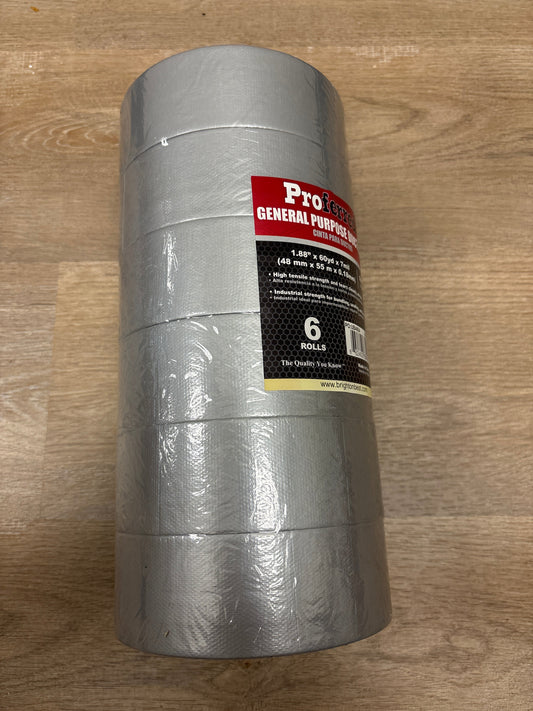 1.88IN X 60YD (55M), 0.18MM (7.0MIL) GENERAL PURPOSE DUCT TAPE SILVER