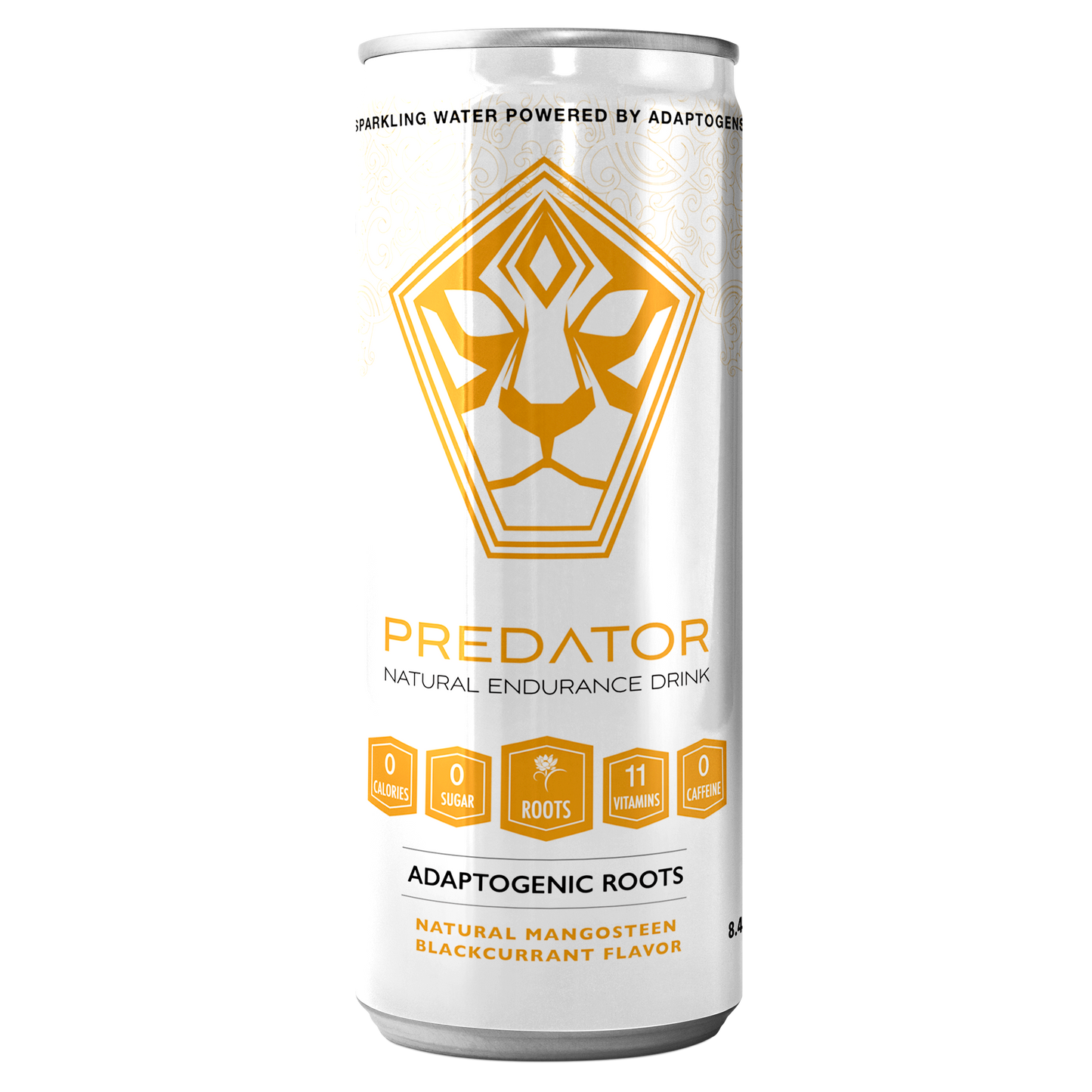 Predator Endurace White - Mangosteen Blackcurrant - Adaptogens: Rhodiola Rosea, Leuzea Root and Suma Root - No caffeine and No sugar - 12-pack
