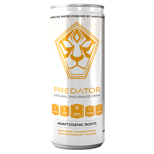 Predator Endurace White - Mangosteen Blackcurrant - Adaptogens: Rhodiola Rosea, Leuzea Root and Suma Root - No caffeine and No sugar - 12-pack