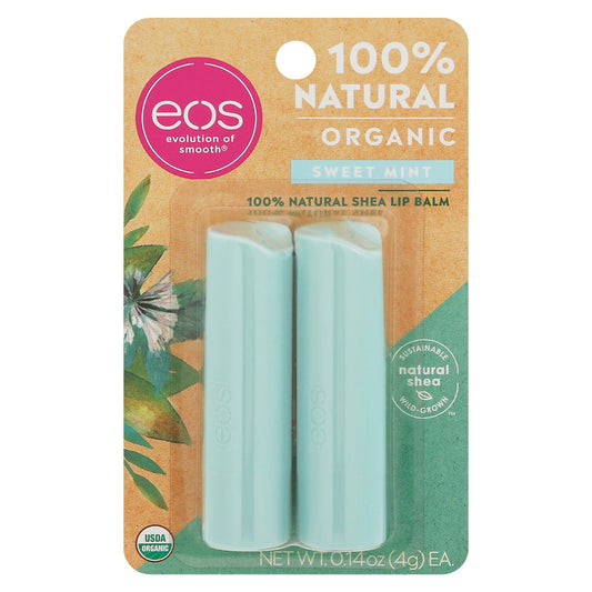 Eos 100% Natural Organic Sweet Mint Lip Balm 2Ea