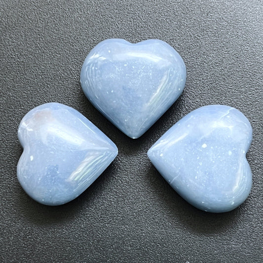Blue Angelite Crystal Puffy Heart Carving Wholesale