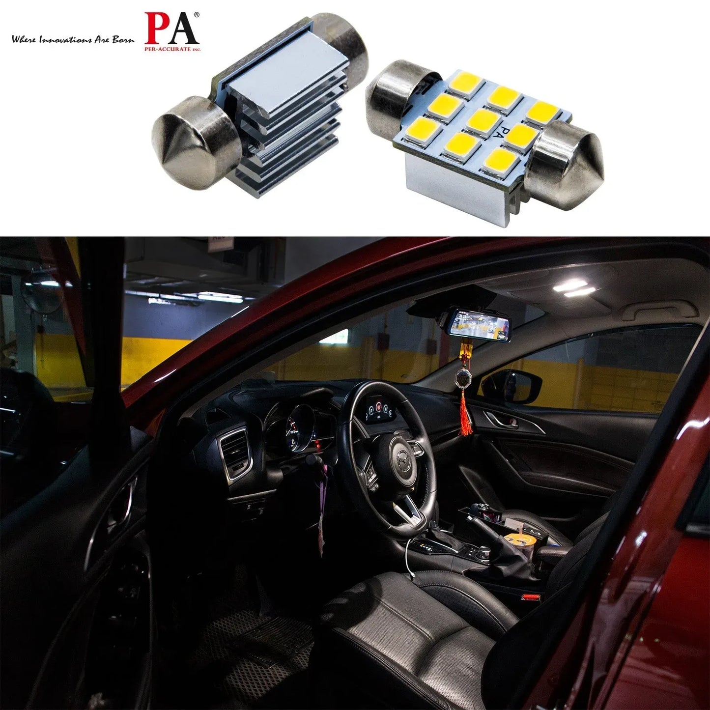 LED Warm White 6000K Festoon 28mm 31mm 9SMD 2835 Interior Automotive Bulb