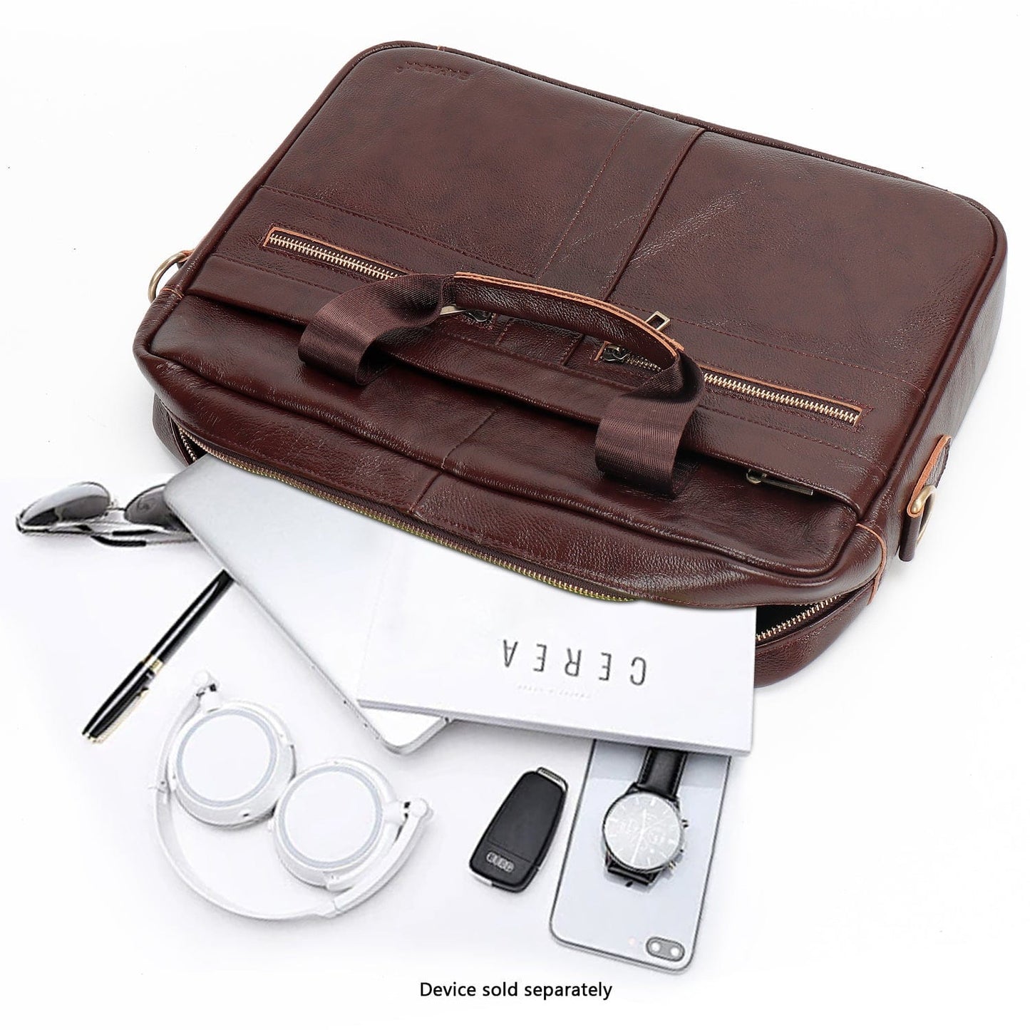 Genuine Leather Business Bag Briefcase for Laptops up to 16-inch