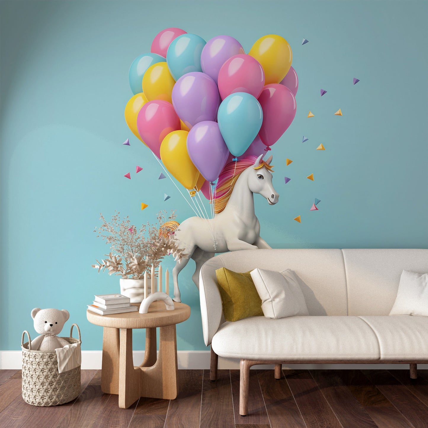 Colorful Balloons Horse Wall Mural