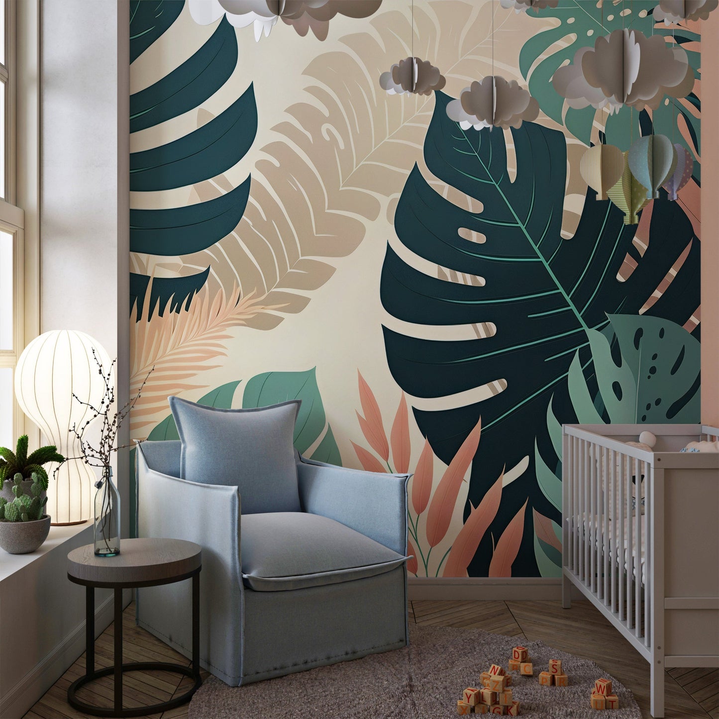 Tropical Monstera Leaf Mural