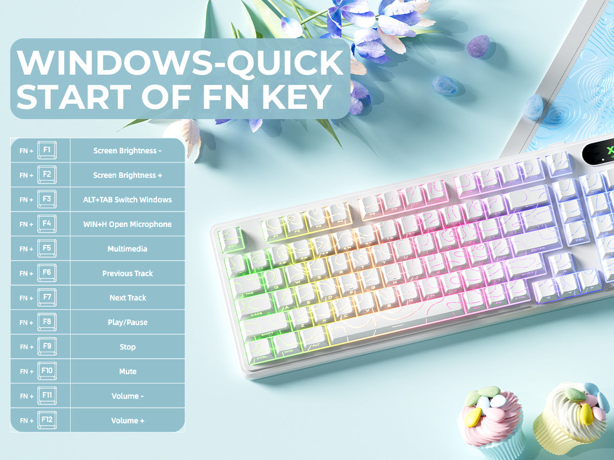 XVX K98 Silent Key Tri-Mode 100% Membrane Keyboard with Topography pattern keycaps