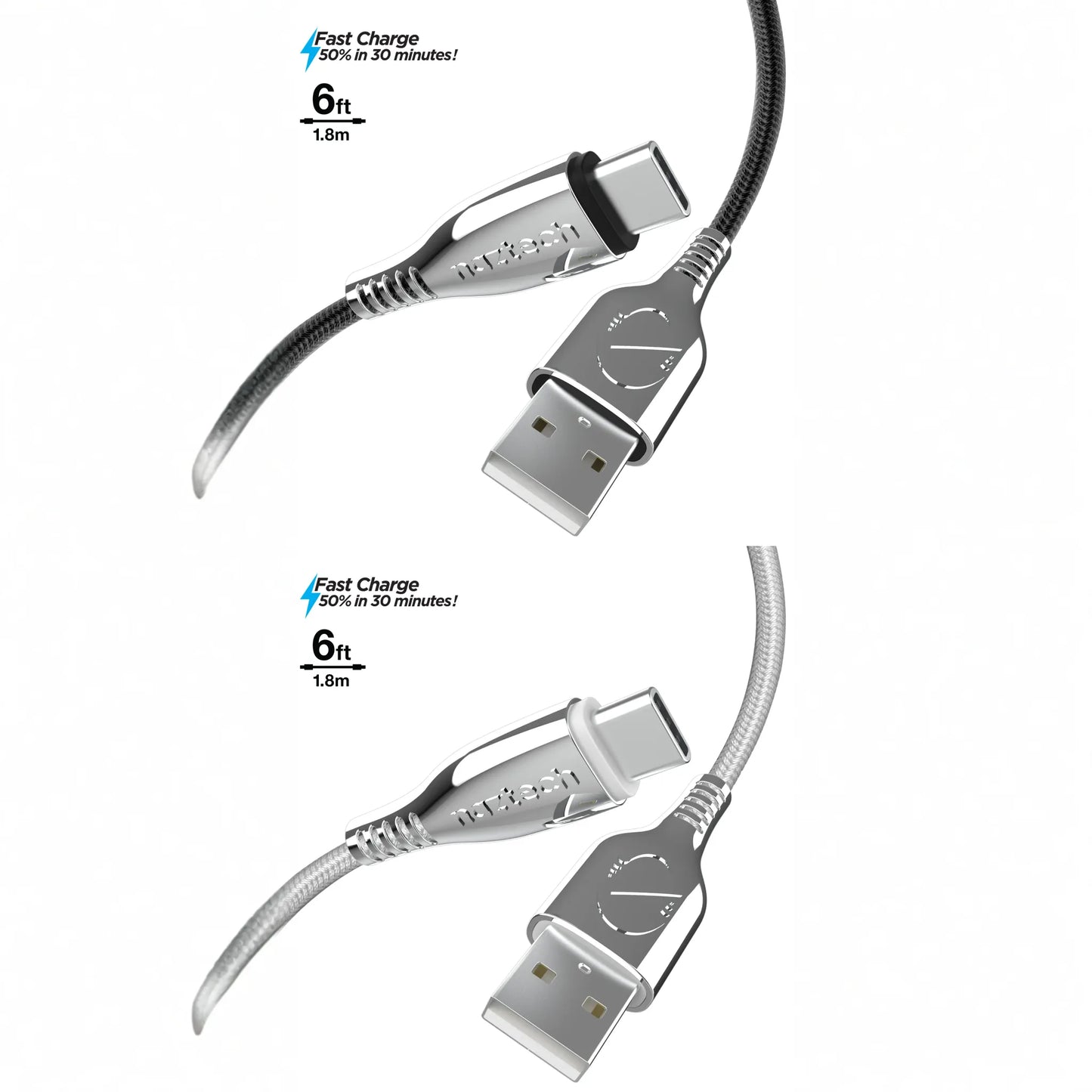 Naztech Titanium USB to USB-C Braided Cable 6ft