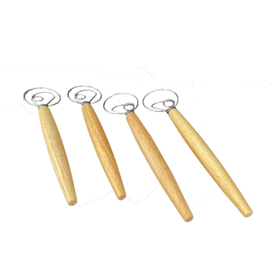 13" Danish Dough Whisk with wood handle