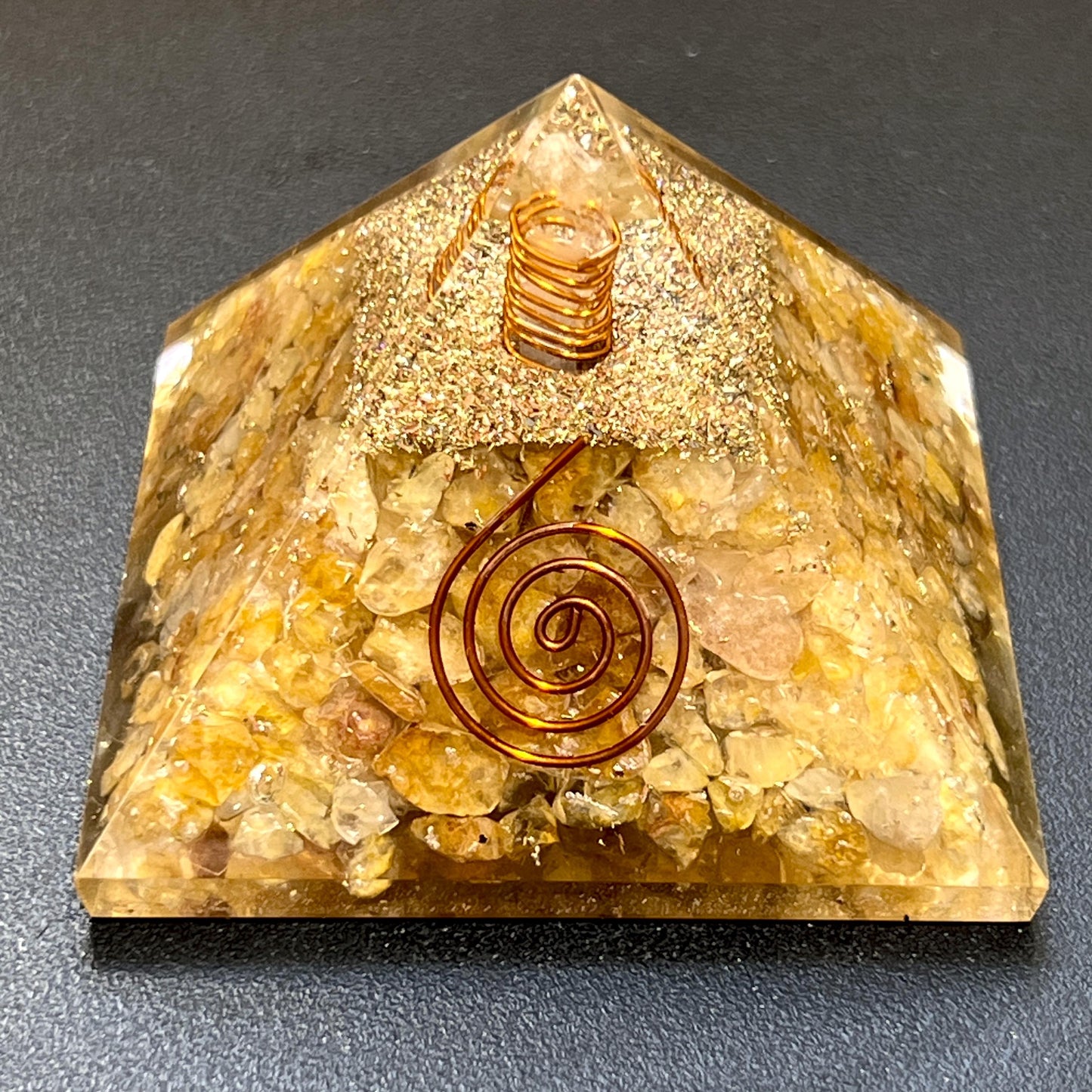 Golden Yellow Quartz Crystal Resin Pyramid Gemstone Decor Carving Wholesale