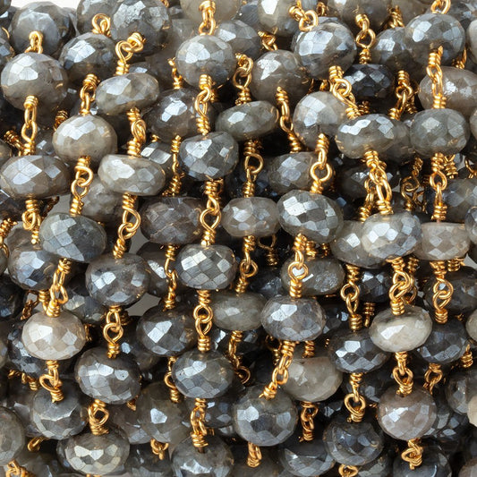 8mm Mystic Quartz Faceted Rondelles on Gold Plated Chain