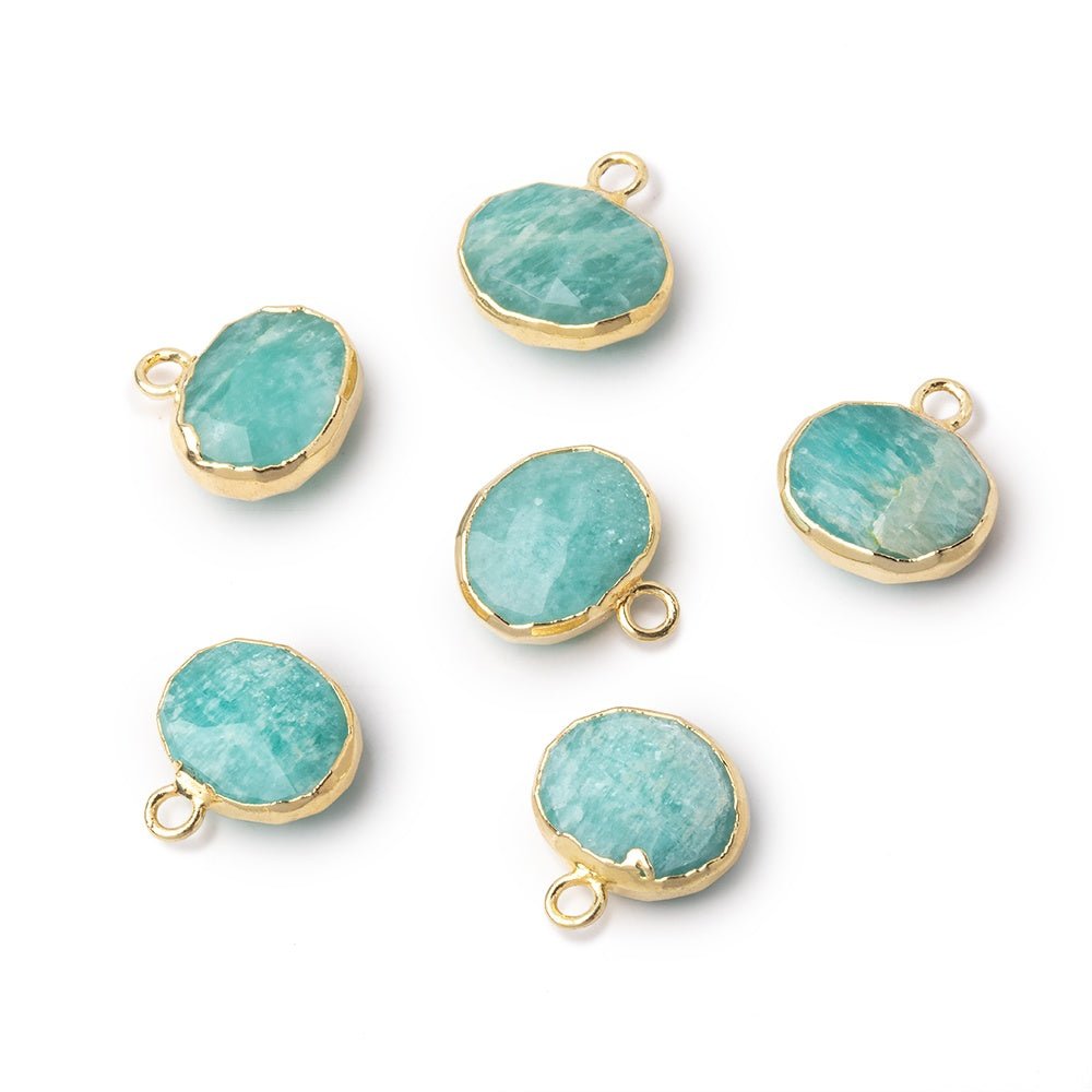 8x10mm Gold Leafed Amazonite Faceted Oval Focal Pendant 1 piece