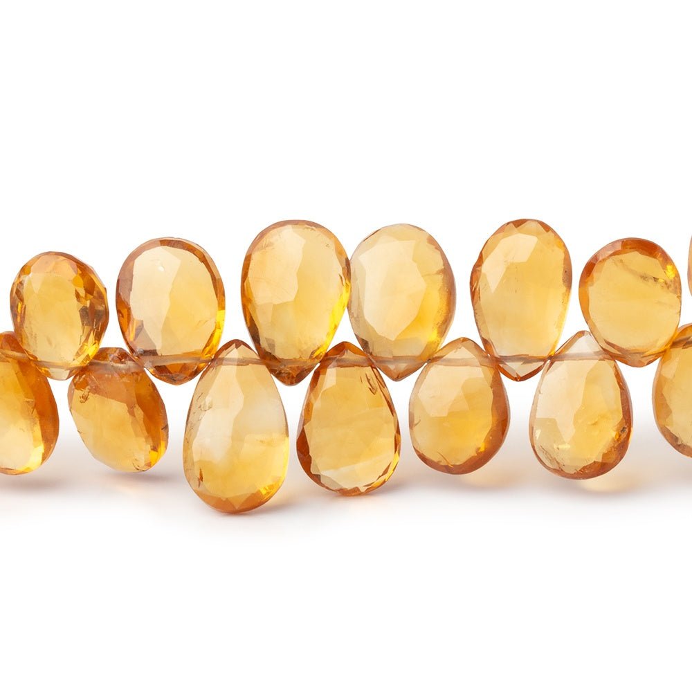 8x6-11x7mm Madeira Citrine Faceted Pear 8.5 inch 60 Beads