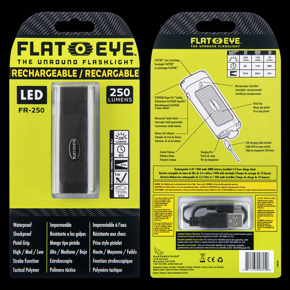 FLATEYE™ Rechargeable FR-250 Flashlight – 250 Lumens