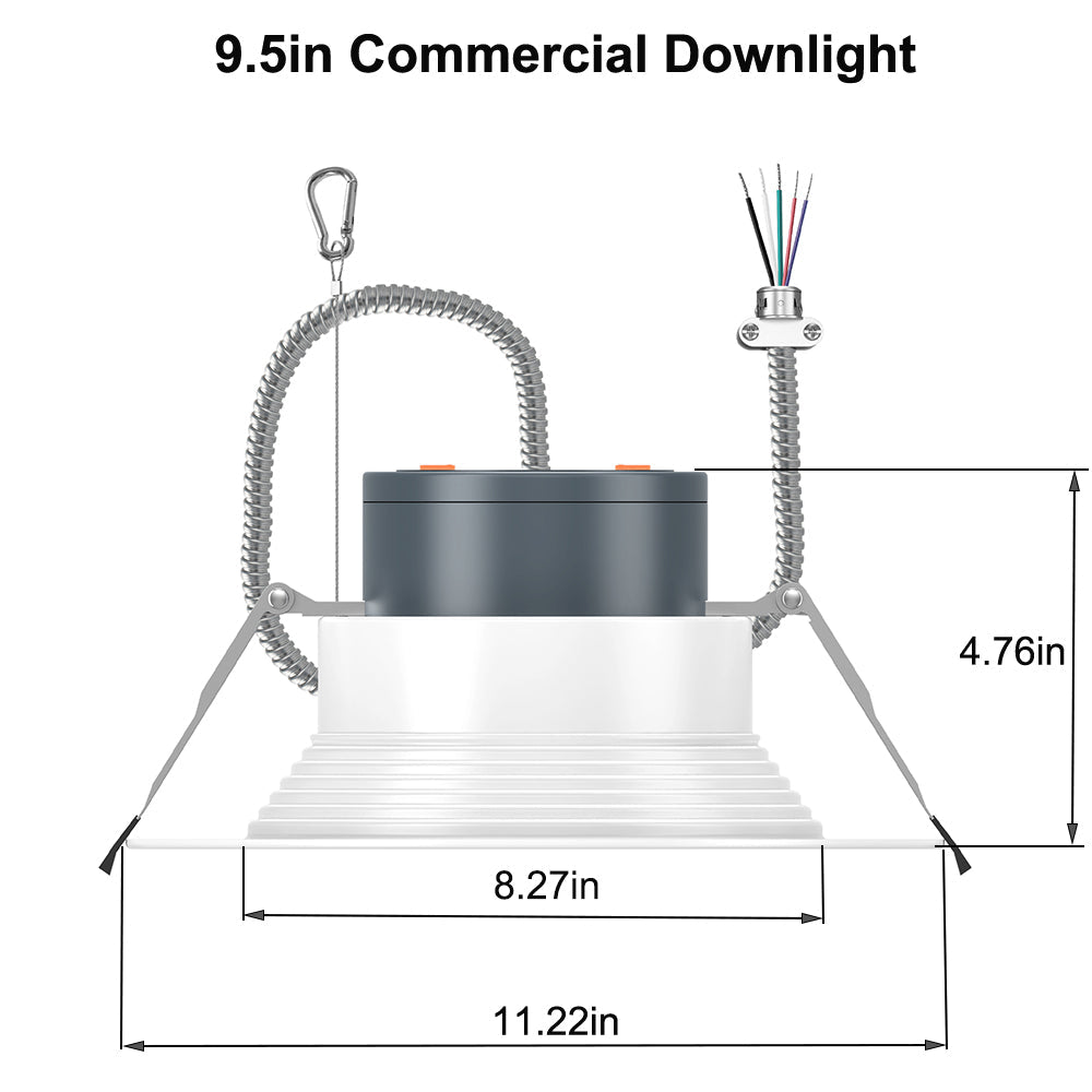 Commercial LED Downlight 6inch 8inch 9.5inch 13W-40W Power & CCT Tunable 2700K/3000K/3500K/4000K/5000K Dimmable Recessed Ceiling Lights
