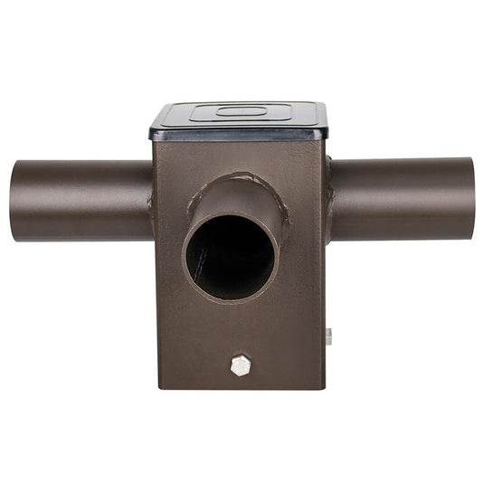 Triple Tenon Adaptor for 4 Inch Square Poles With 3 Horizontal 90 Degree Tenons, Pole Mounting Bracket for Outdoor Shoebox Parking Lot Area Lighting