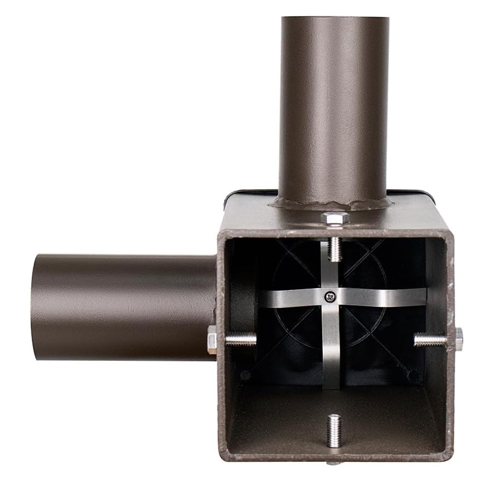 4" 90° Twin Square Horizontal Tenon Adapter for Square Light Pole, Outdoor LED Street Light, Roadway Light, Parking Lot Light Mounting Bracket