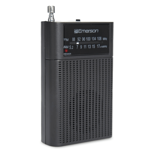 Emerson Portable AMFM Radio with Built-In Speaker and Easy Removable Belt Clip