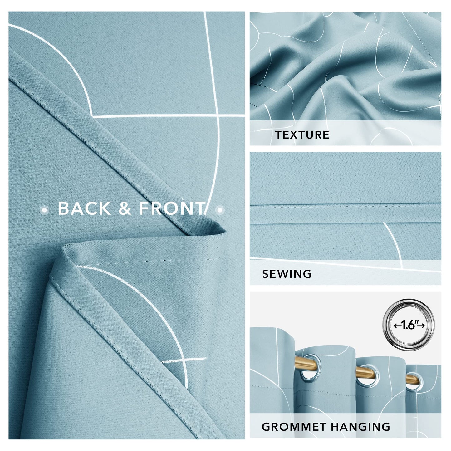 Geometric Blackout Curtains, Taupe, 52x108 Inch, 2 Panels