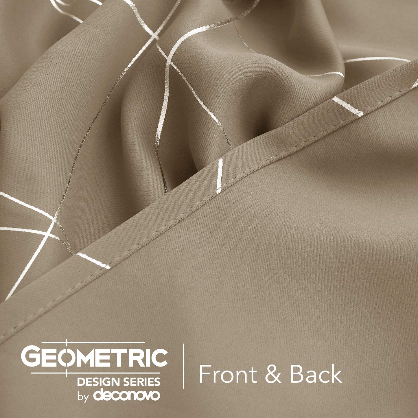 Geometric Blackout Curtains, Taupe, 52x108 Inch, 2 Panels