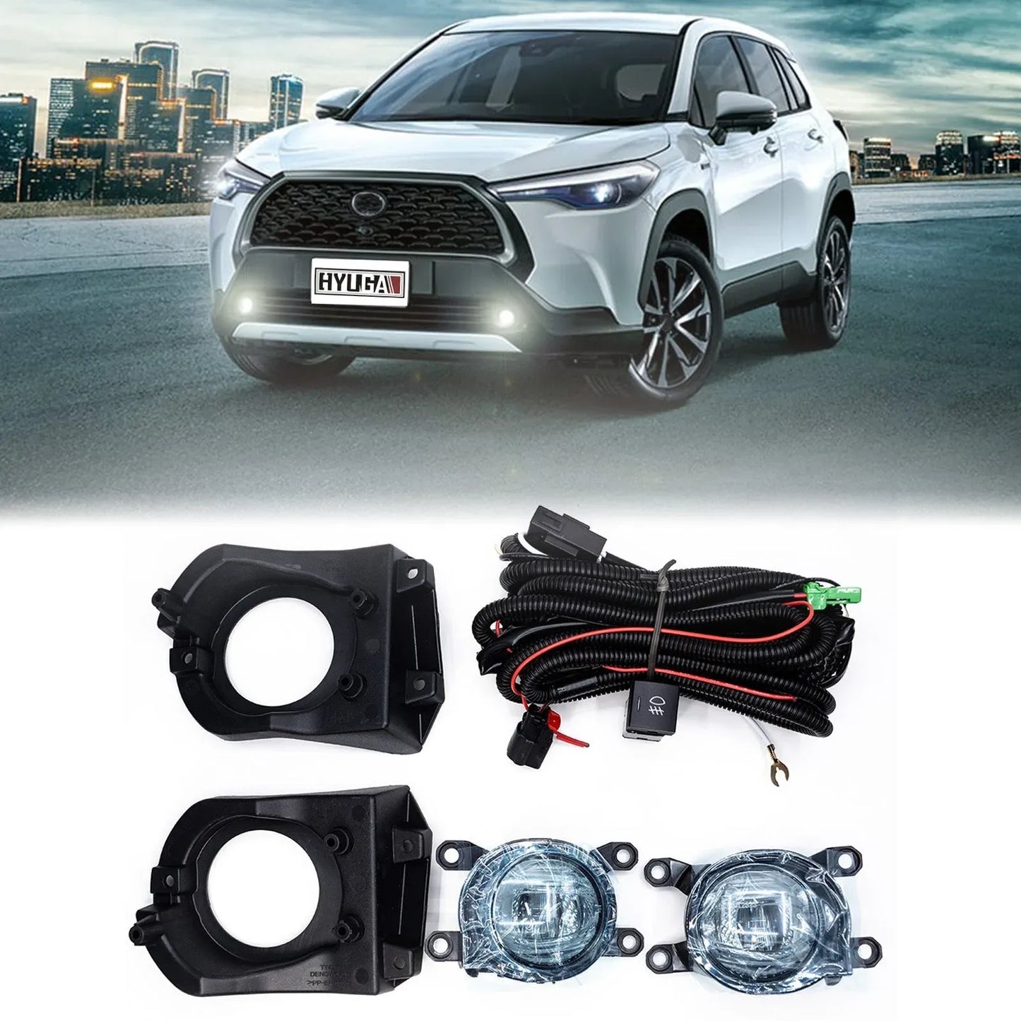 LED Fog Lights Assembly Fit for 2020~ Toyota Corolla Cross with Wiring & Switch