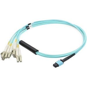 AddOn 10m MPO (Female) to 8xLC (Male) 8-strand Aqua OM3 Fiber Fanout Cable