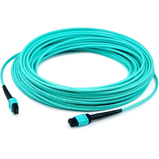 AddOn 3m MPO (Female) to MPO (Female) 12-strand Aqua OM3 Straight Fiber OFNR (Riser-Rated) Patch Cable