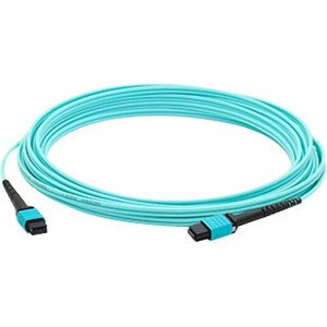 AddOn 3m MPO (Male) to MPO (Male) 12-strand Aqua OM3 Straight Fiber OFNR (Riser-Rated) Patch Cable