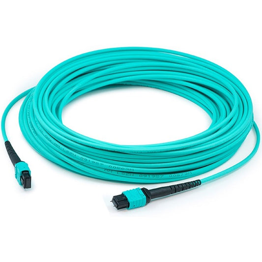 AddOn 30m MPO (Female) to MPO (Female) 12-strand Aqua OM4 Crossover Fiber OFNR (Riser-Rated) Patch Cable