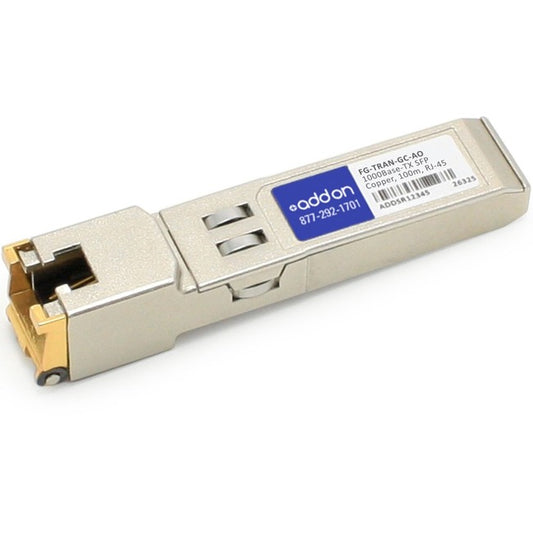 AddOn Fortinet FG-TRAN-GC Compatible TAA Compliant 10/100/1000Base-TX SFP Transceiver (Copper, 100m, RJ-45)