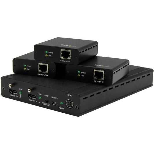 StarTech.com 3 Port HDBaseT Extender Kit with 3 Receivers - 1x3 HDMI over CAT5 Splitter - 1-to-3 HDBaseT Distribution System - Up to 4K