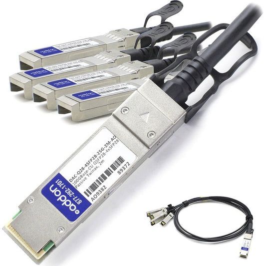 AddOn Dell DAC-Q28-4SFP28-25G-2M Compatible TAA Compliant 100GBase-CU QSFP28 to 4xSFP28 Direct Attach Cable (Passive Twinax, 2m)