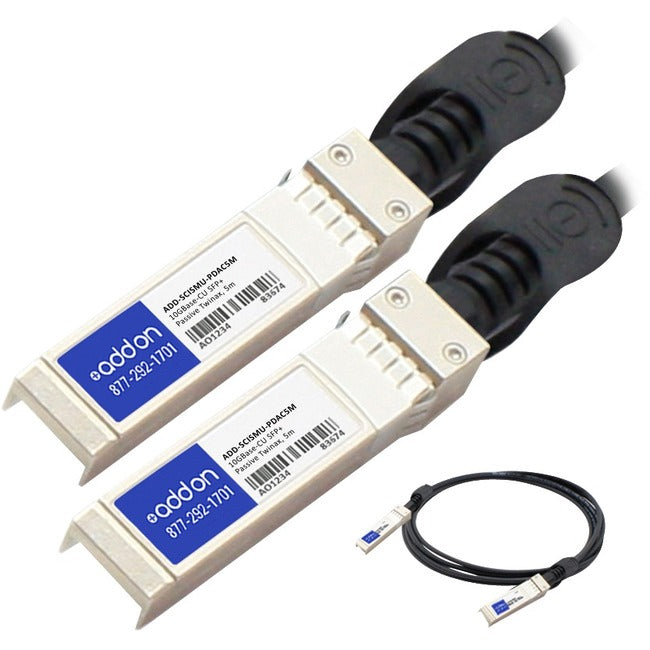 AddOn Cisco SFP-H10GB-CU5M to Multiple OEM Compatible TAA Compliant 10GBase-CU SFP+ to SFP+ Direct Attach Cable (Passive Twinax, 5m)