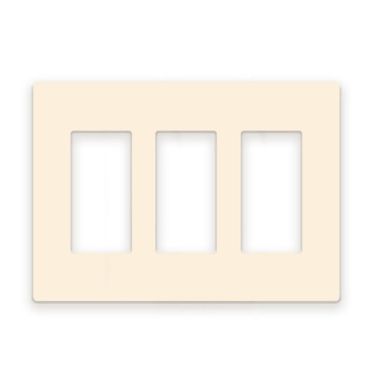3 Gang Almond Screwless Rocker Switch Wall Plate