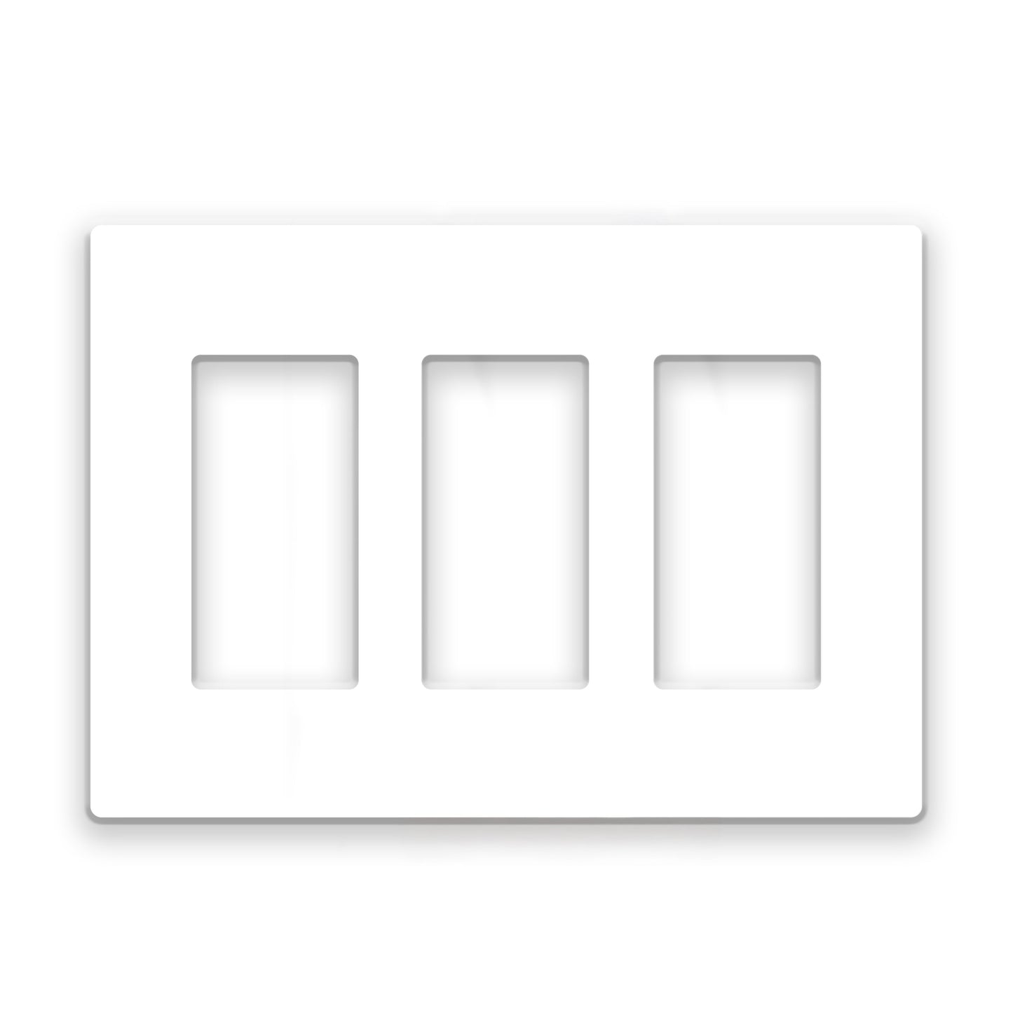 3 Gang White Screwless Rocker Switch Wall Plate