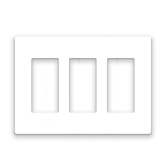 3 Gang White Screwless Rocker Switch Wall Plate