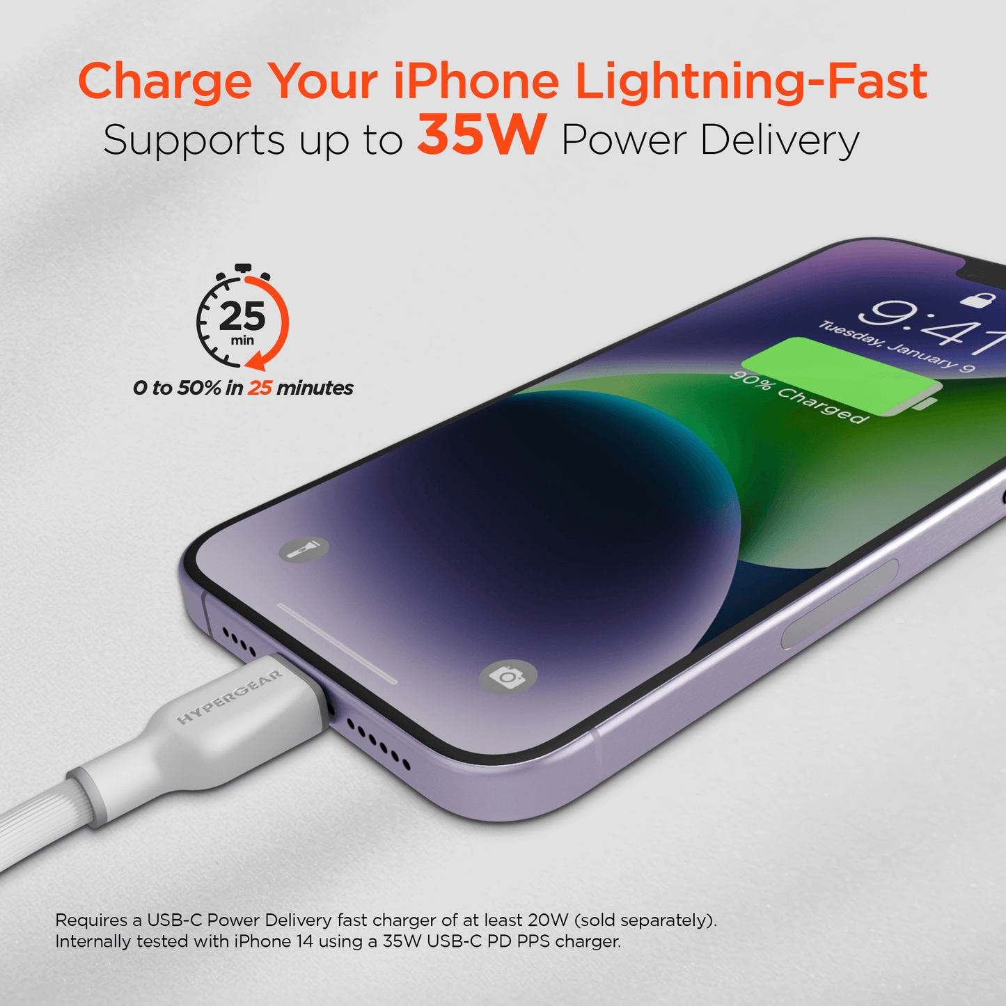 HyperGear Flexi PRO USB-C to Lightning Cable 6ft