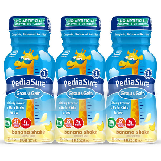 PediaSure Grow & Gain Kids’ Nutritional Shake Banana Ready-to-Drink 8 Fl Oz Bottles
