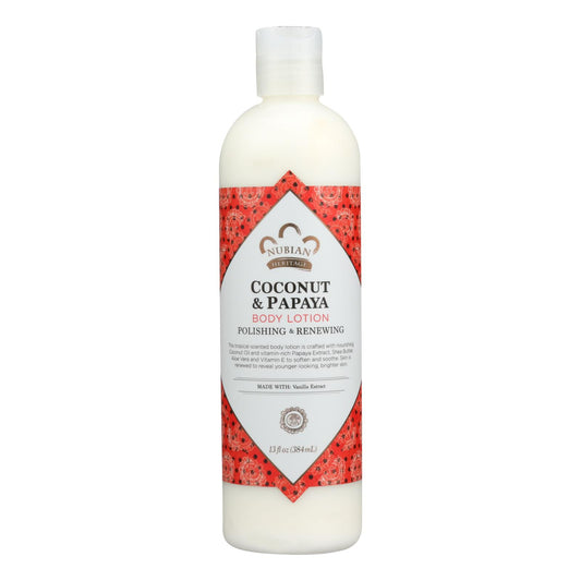 Nubian Heritage Lotion - Coconut And Papaya - 13 Oz